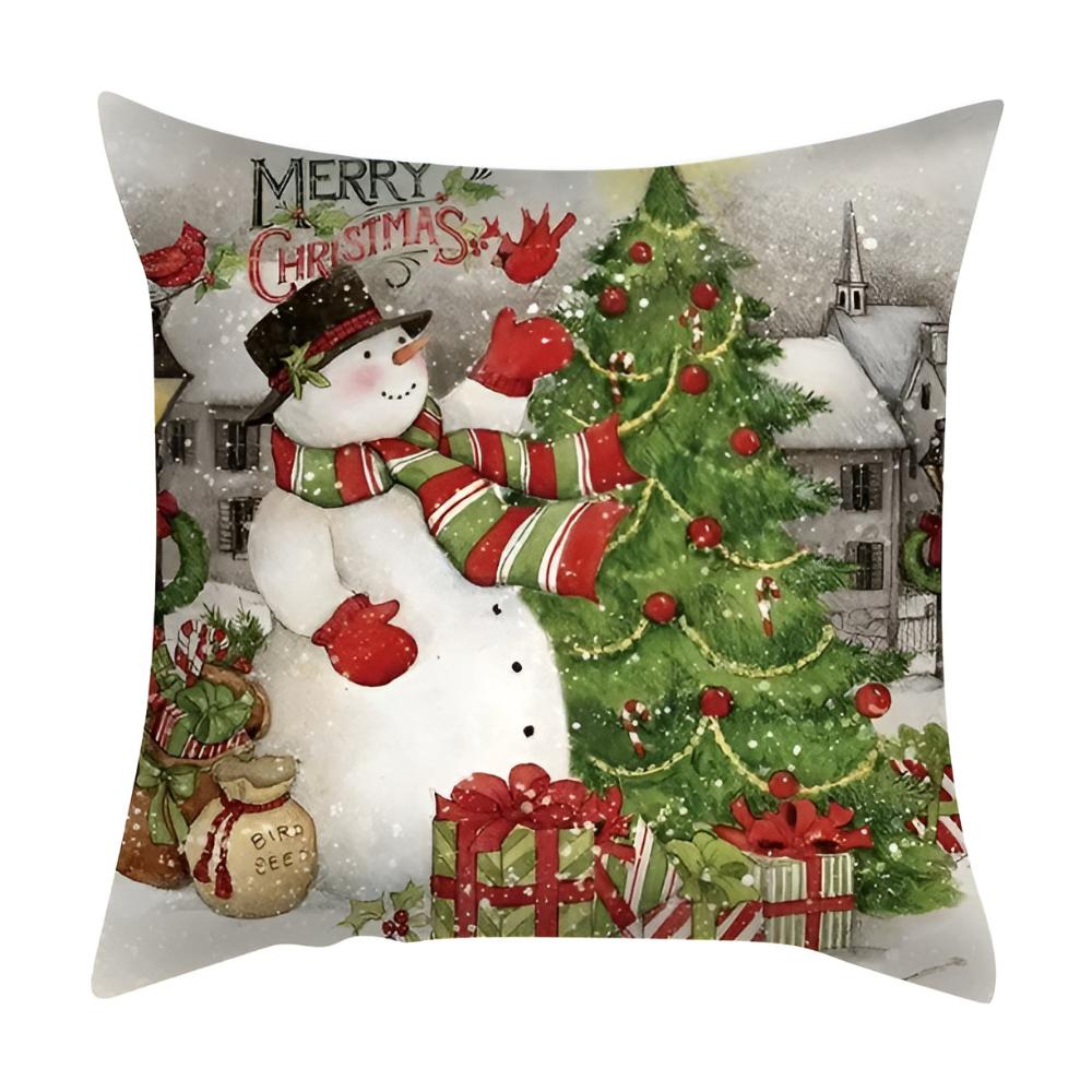 Christmas Cardinal Cushion Cover Frosty’s Gift Surprise