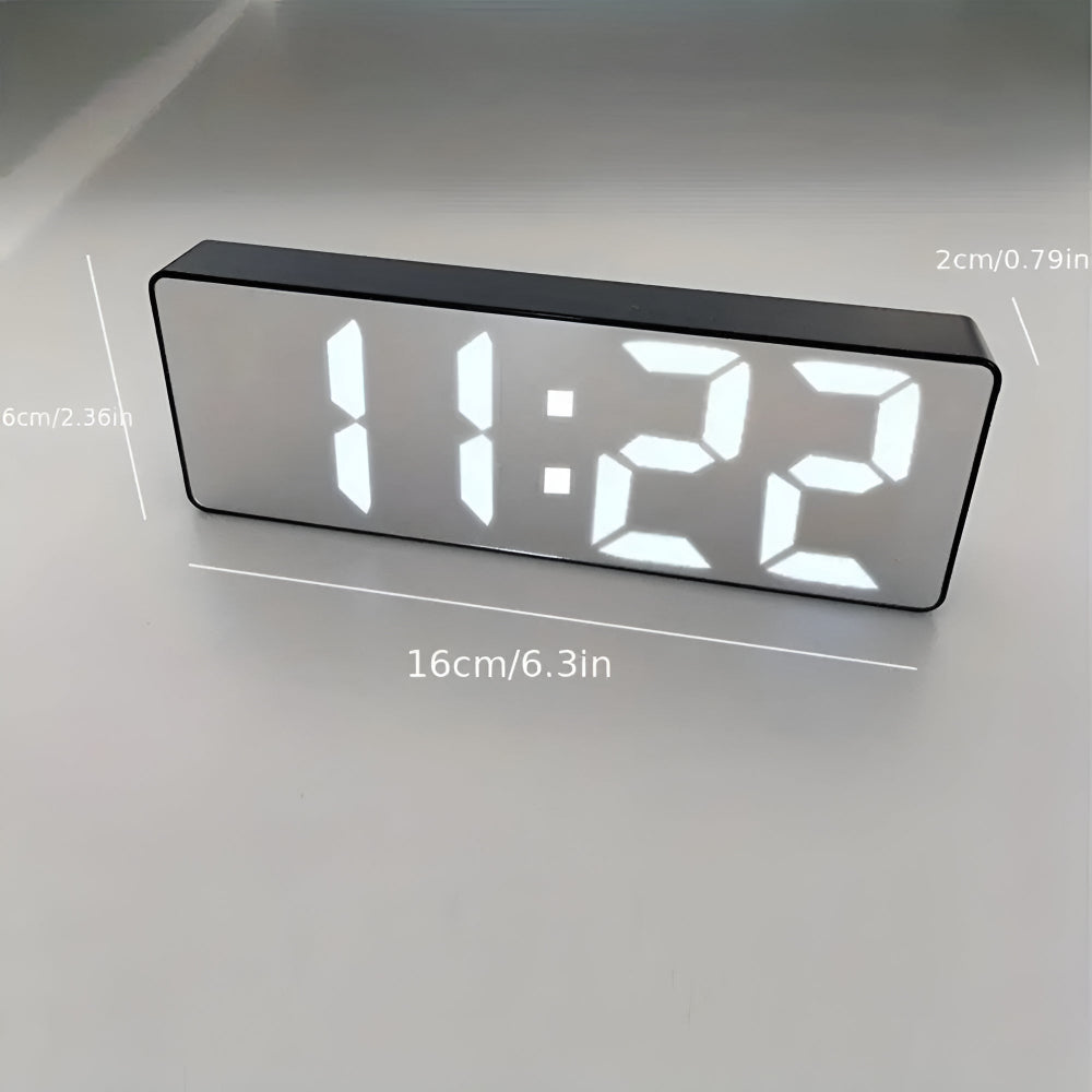 Digital LED Mirror Alarm Clock Gloss Black