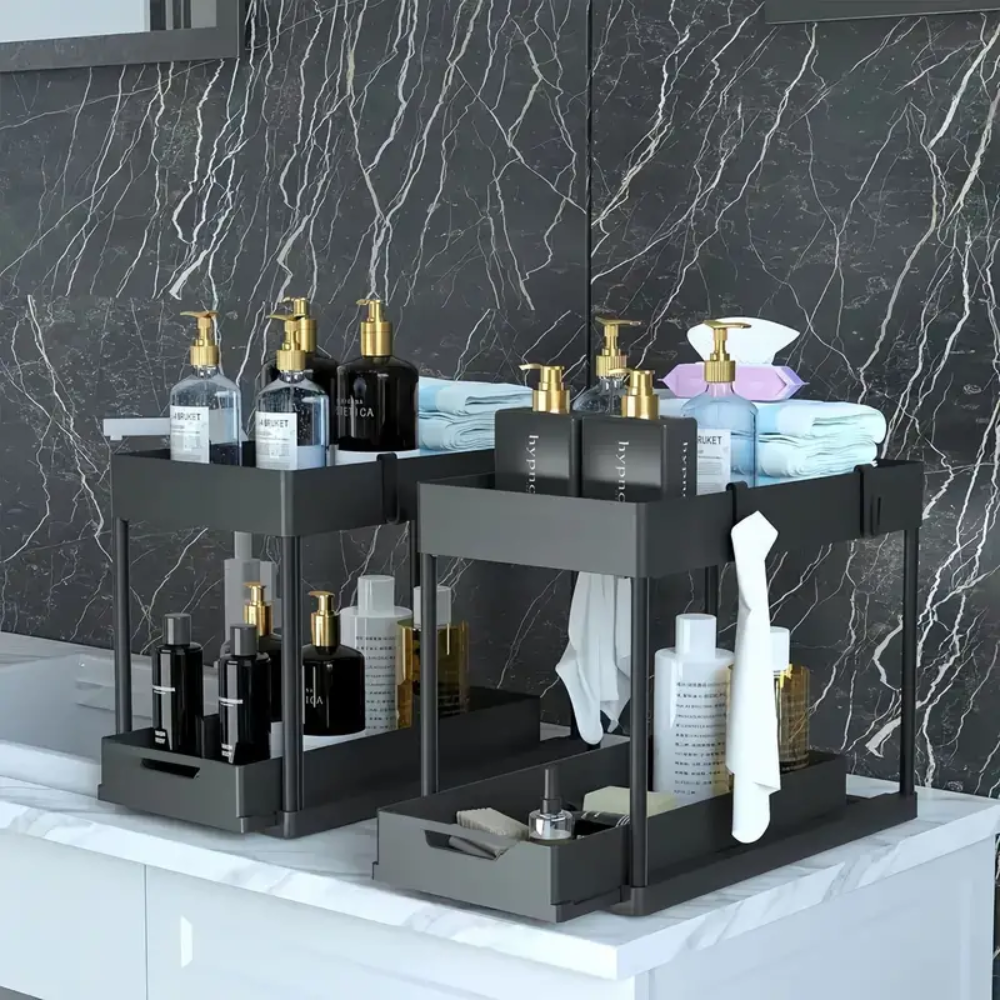 Under Sink Organizers (1 Set of 2 Organizers) (BLACKLIST)
