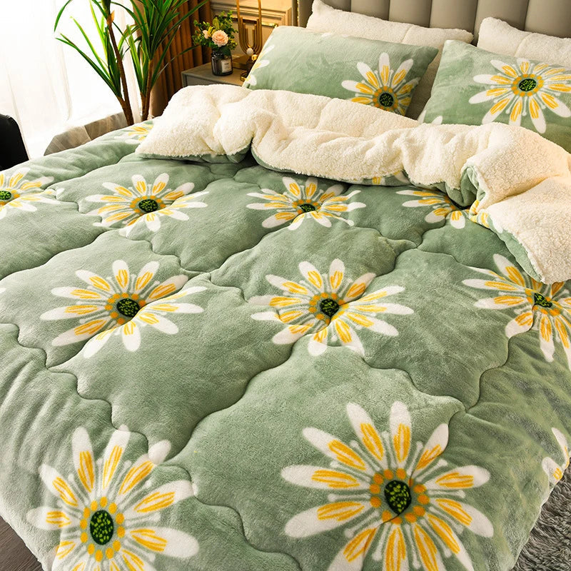 Fluffy Sherpa Blanket with Quilt Core
