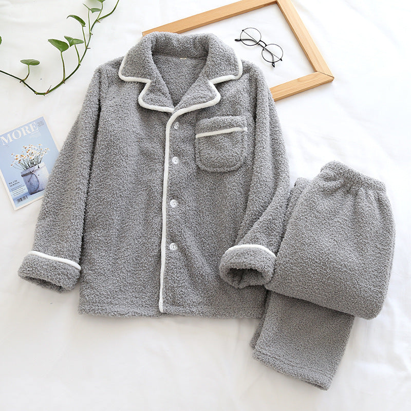 Fleece Winter Pajamas Set for Men & Women Gray (Men's)