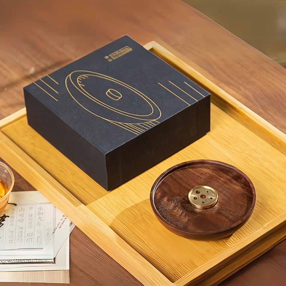 Round Wood and Copper Incense Holder Style 4