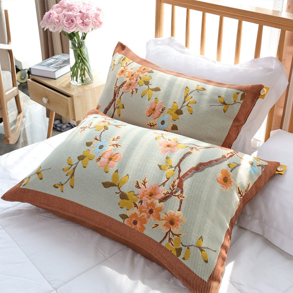 Ornate Heritage Cotton Pillowcase Set Floral Elegance