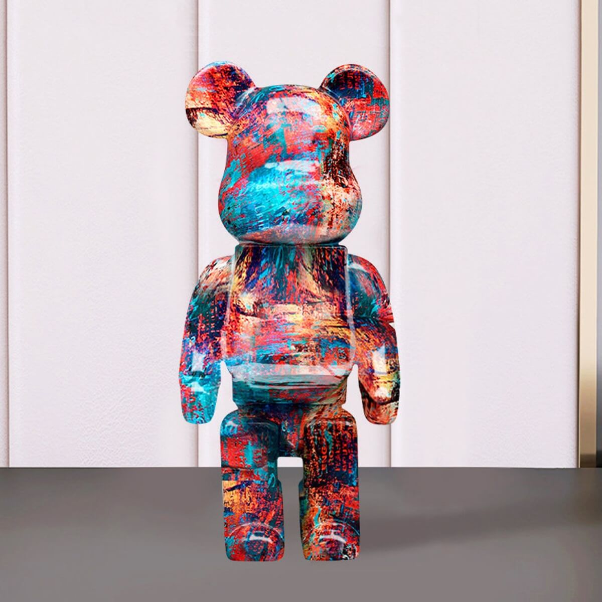 Street Art Bear Figurine Splatter