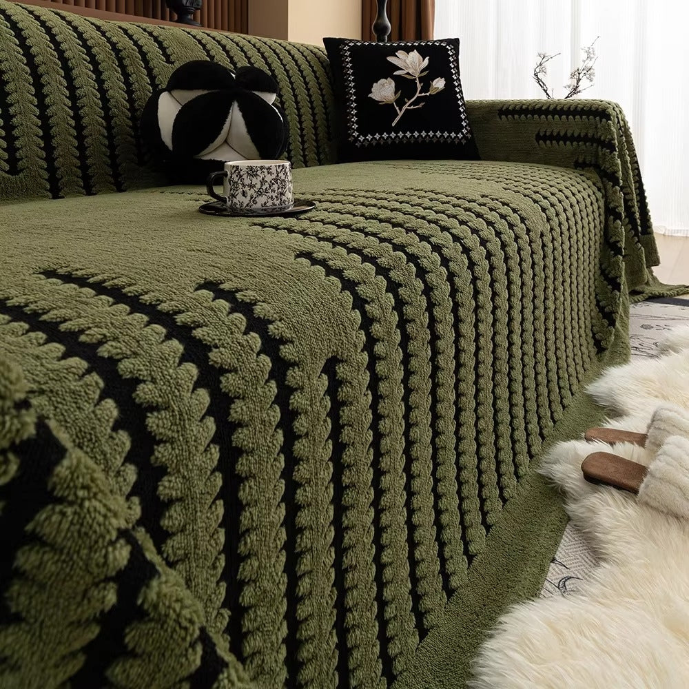 Heritage Plush Tufted Sofa Cover Moss Depth