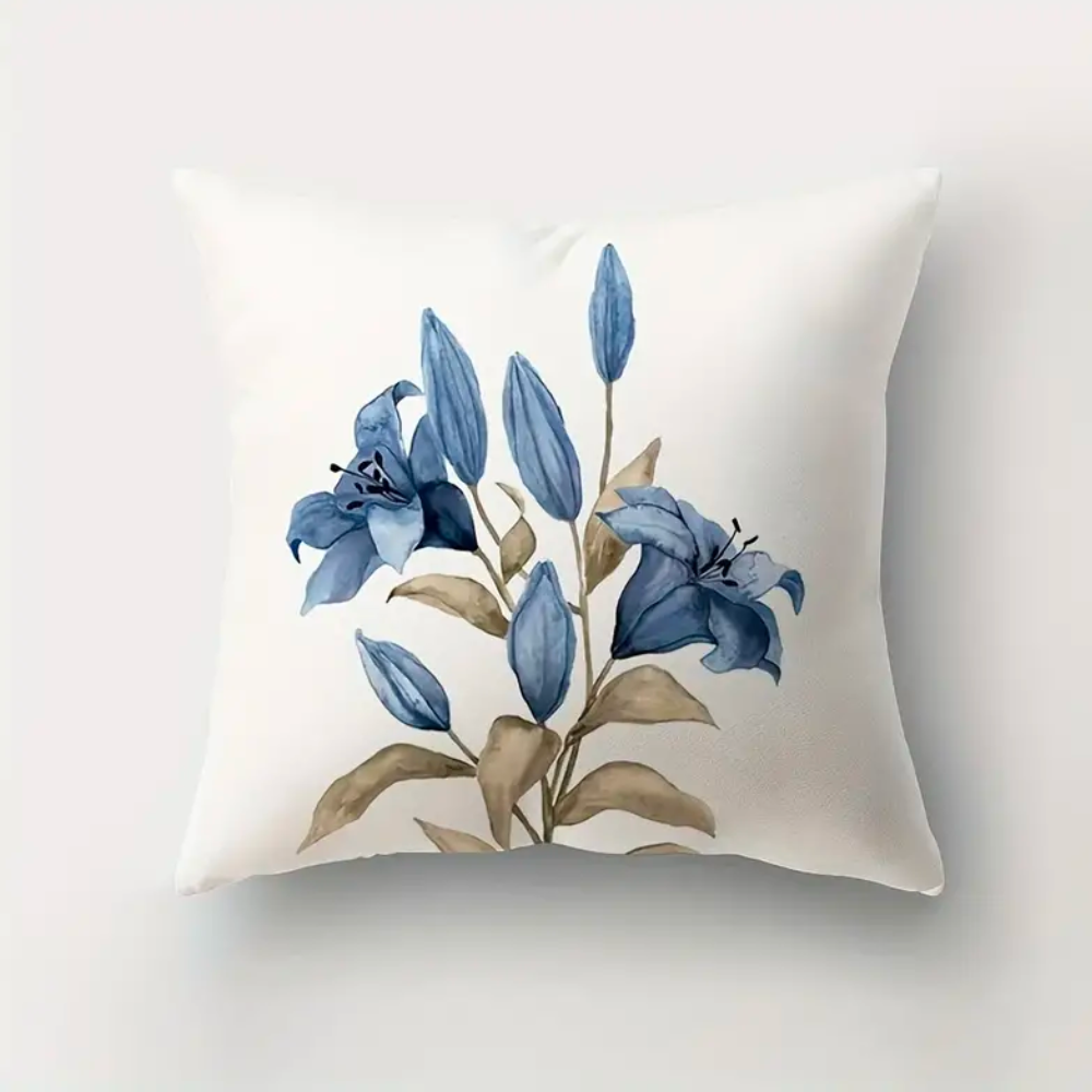 Blue Flowers Cushion Covers Navy Floral