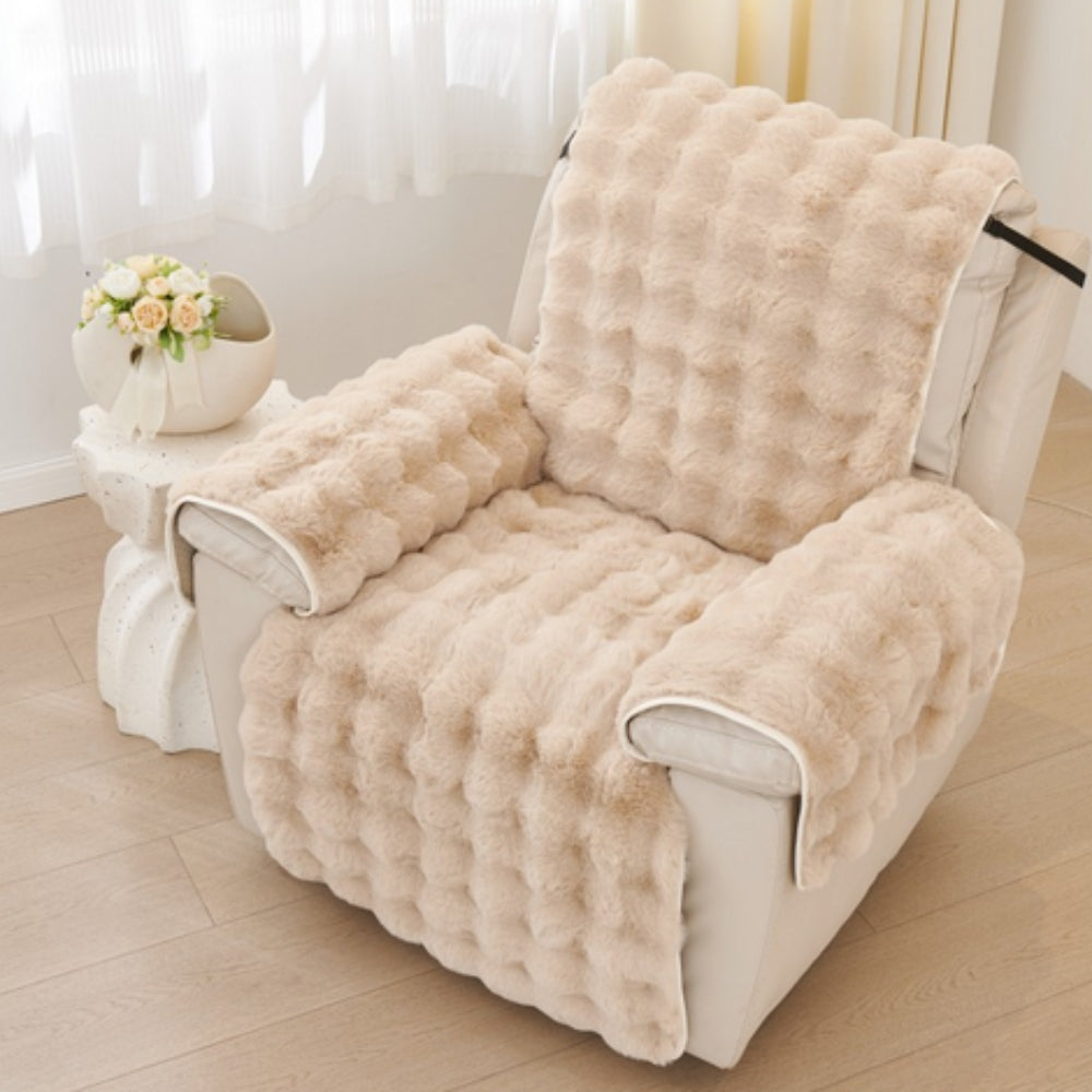 Faux Fur Recliner Sofa Cover Sand Beige