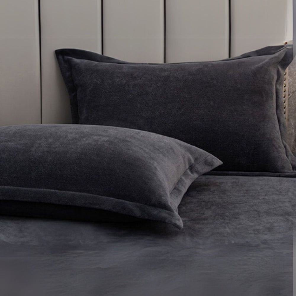 Fleece Comfort Pillow Covers Charcoal Black 19"x29"x0.79"