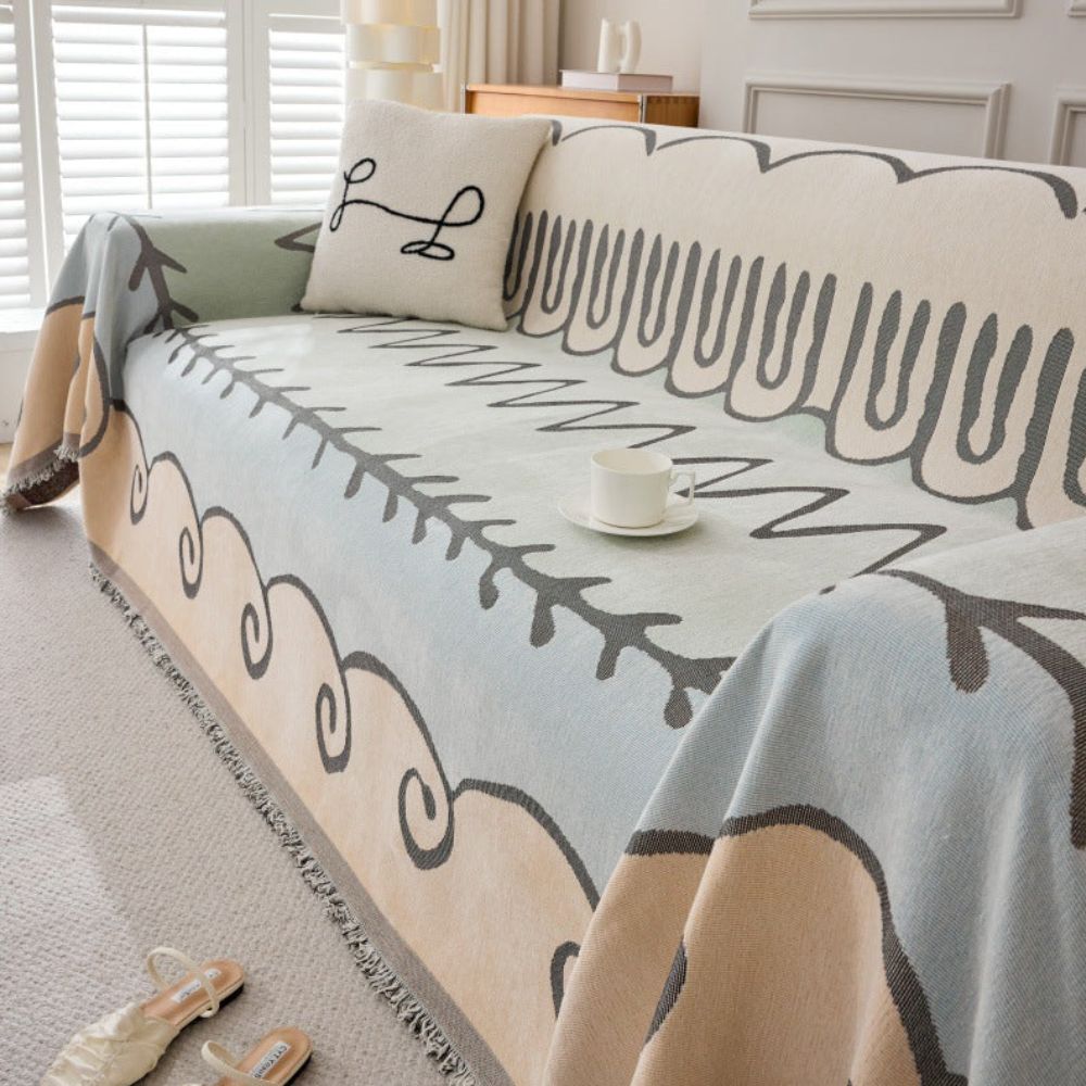 Whispering Vines Sofa Cover Azure Crest