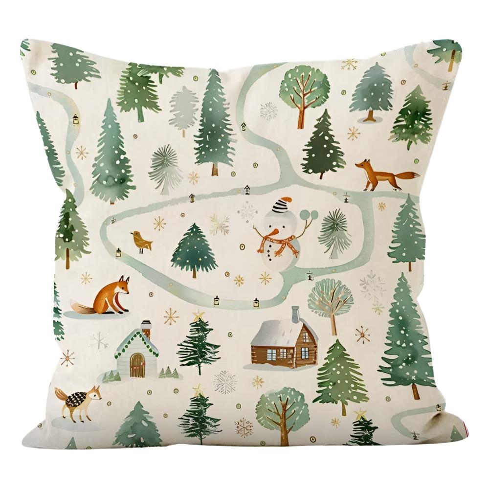 Winter Christmas Cushion Cover Whimsical Winter Forest 18"x18"