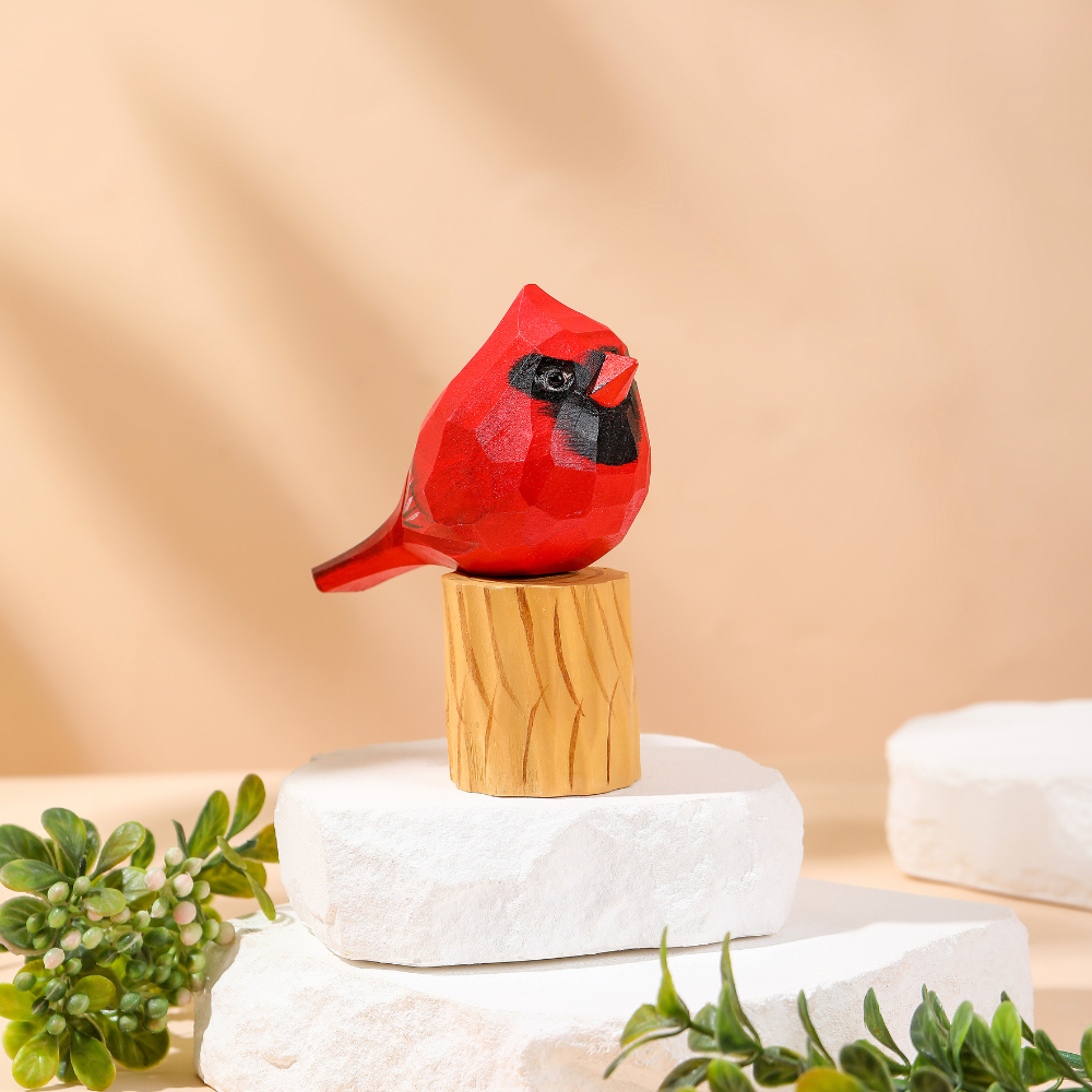 Miniature Bird Figurines Male Cardinal
