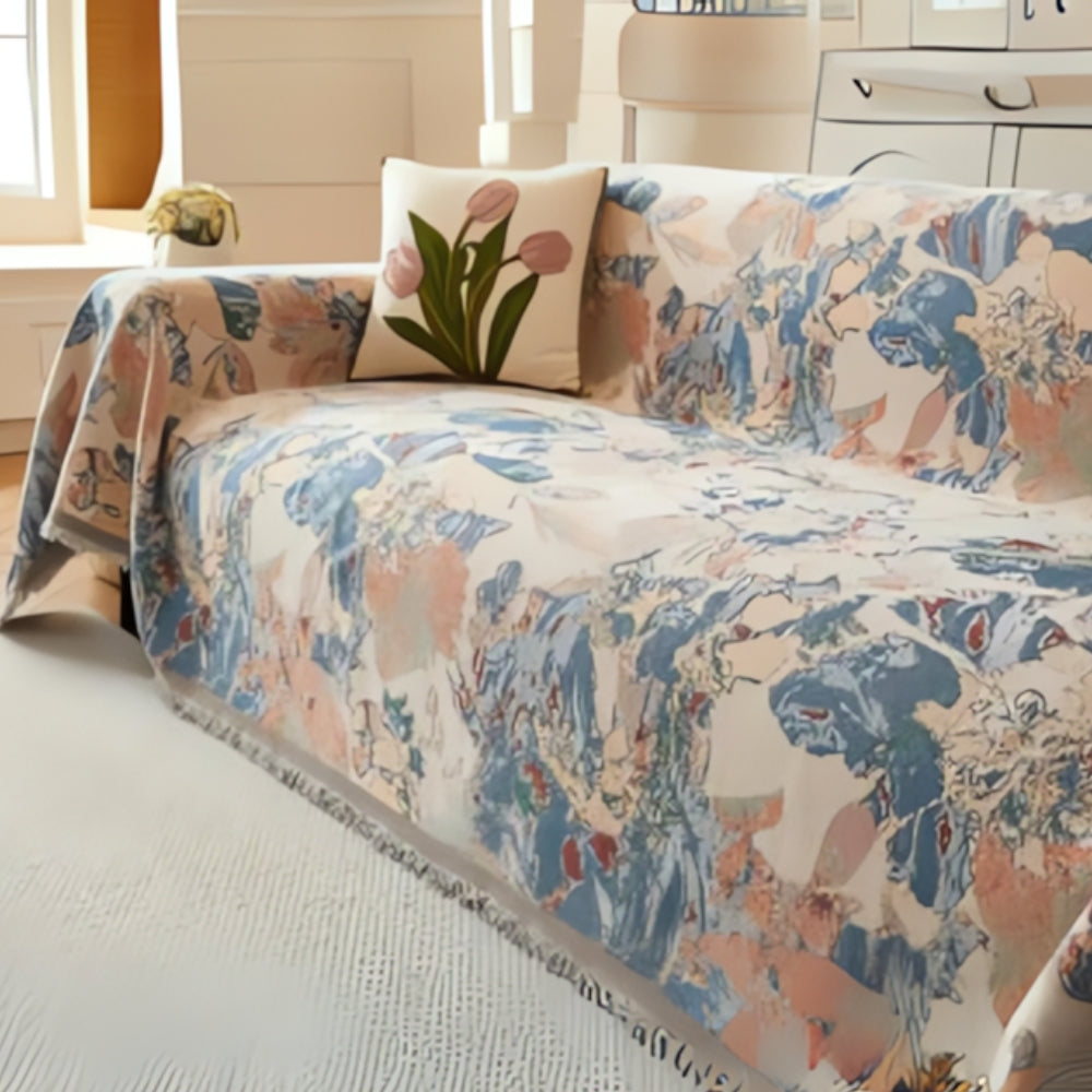 Amara Floral Reversible Sofa Cover Mediterranean