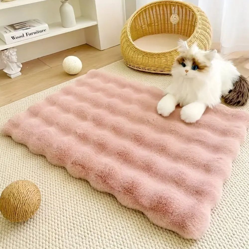 Luxury Faux Fur Pet Mat Blush Pink