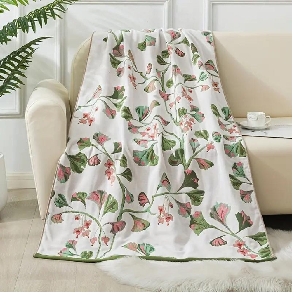 Floral Cotton Bath Towel Flower Green 35"x71"