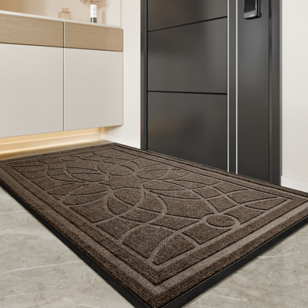 Mandala Patterned Door Mat Brown