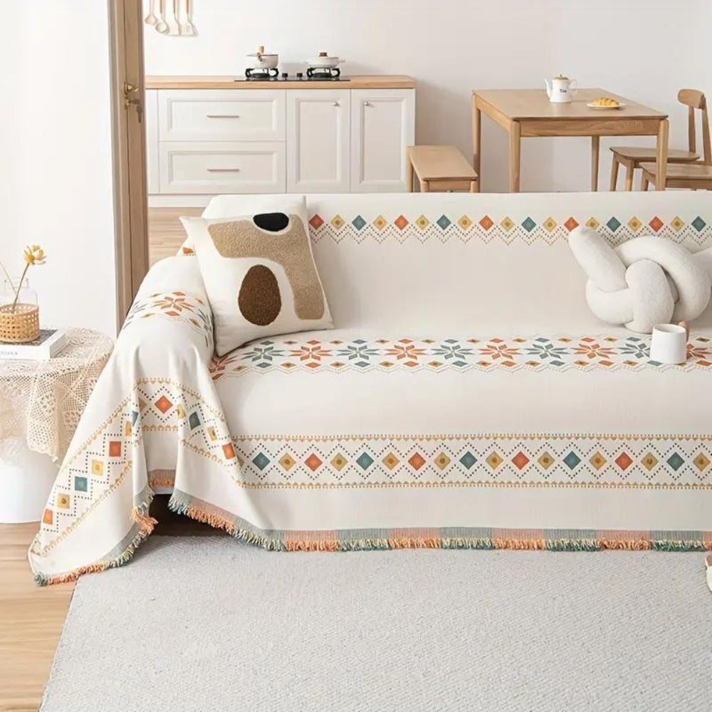 Stylish Boho Sofa Cover White