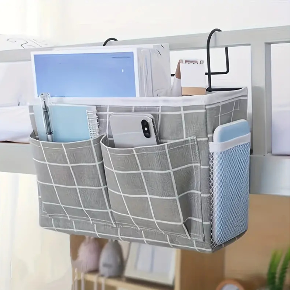 Hanging Organizer Bag Grey Plaid