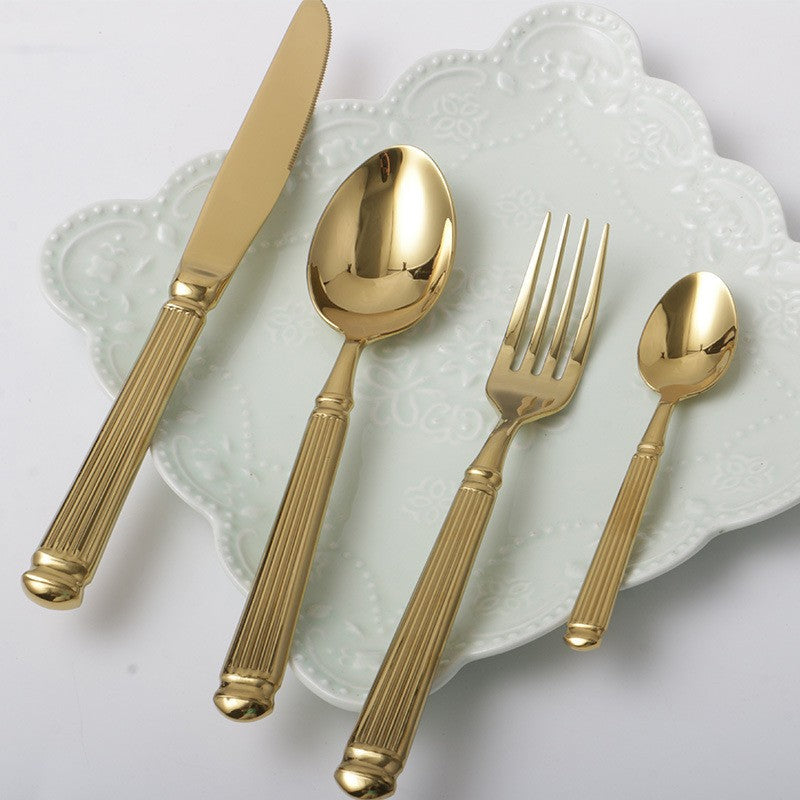 Roman Gold Silverware Set – Sculpted Flatware