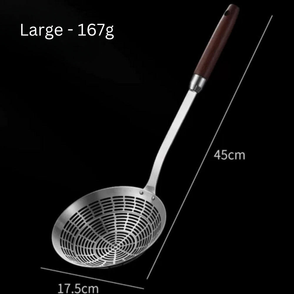 Stainless Steel Wooden Strainer Ladle L