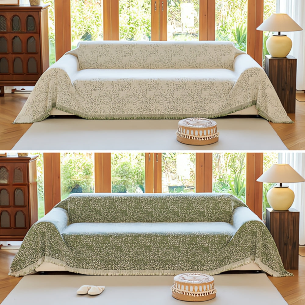 Nordic Speckle Reversible Sofa Cover Olive Bloom