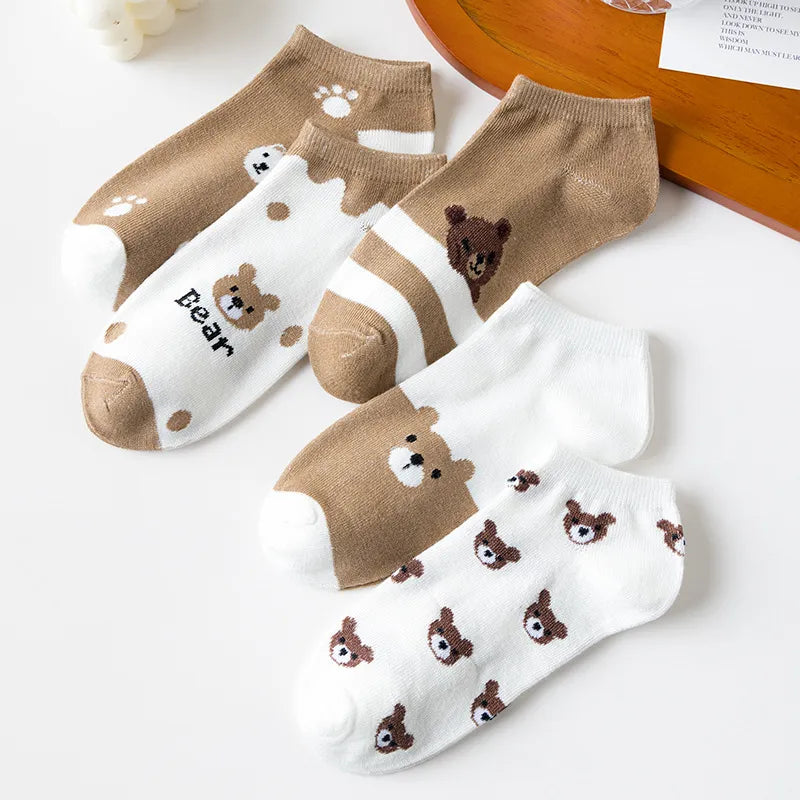 Women's Cozy Bear Ankle Socks 5-Pack