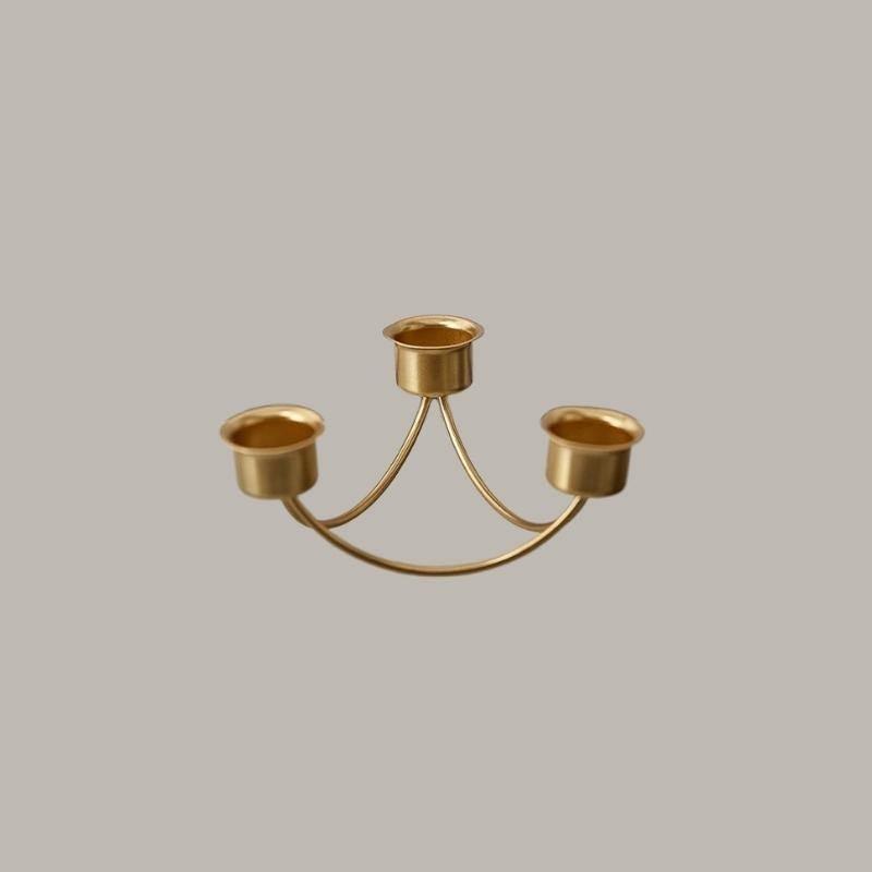 Mondrian Metal Taper Candle Holders and Candelabras Gold Bowl 3-Arm Candelabra