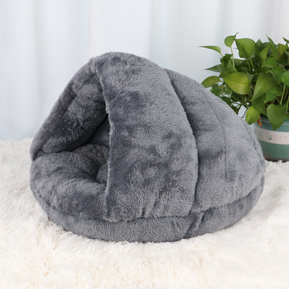 Polar-Fleece Pet Cave Bed Gray