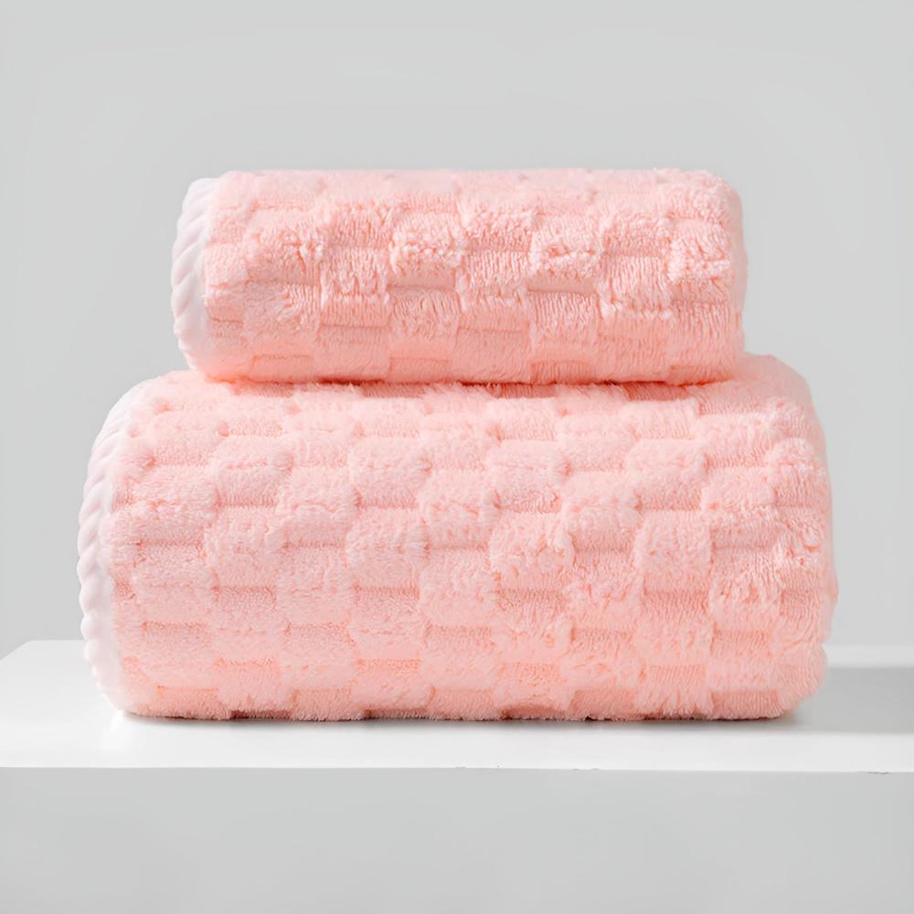 Pure Soft Fleece Towels Pink 14"x29"+ 33"x59"