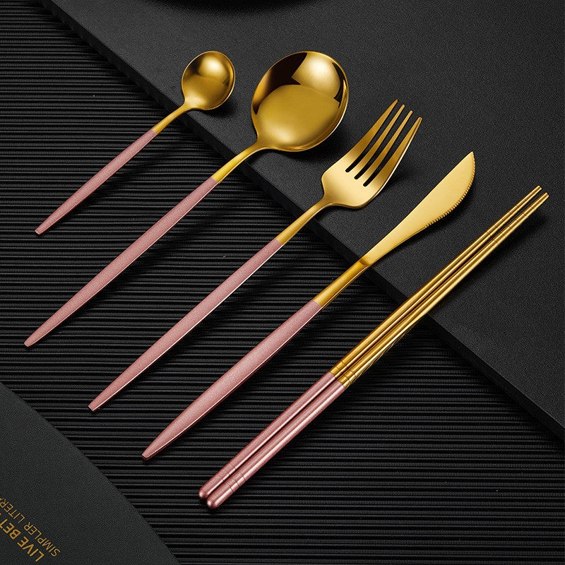 Nara Matte Black & Gold Cutlery Set