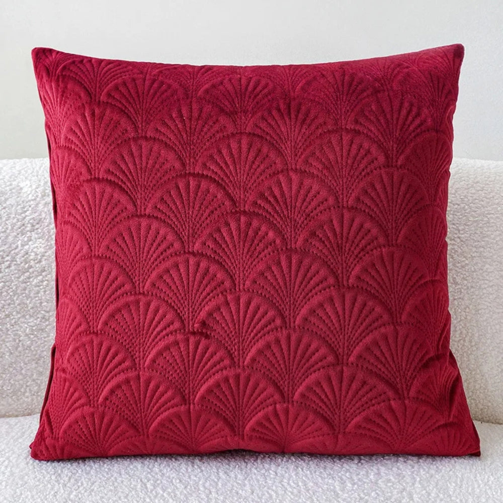 Coastal Velvet Shell Cushion Cover Wine Red 18"x18"