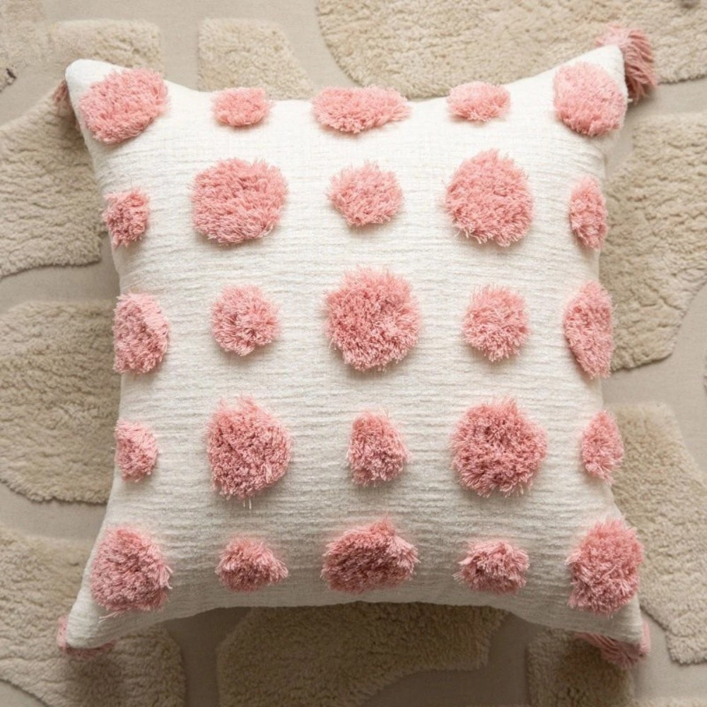 Tassel-Trimmed Boho Floral Cushions Circle Tassel 18"x18"