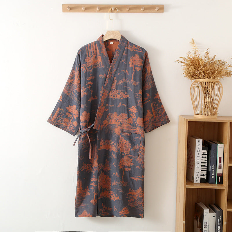 Men’s Cotton Bathrobe Lightweight Kimono