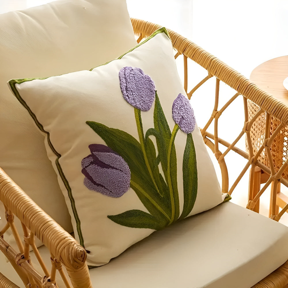 Blooming Tulip Cushion Cover Purple 18"x18"