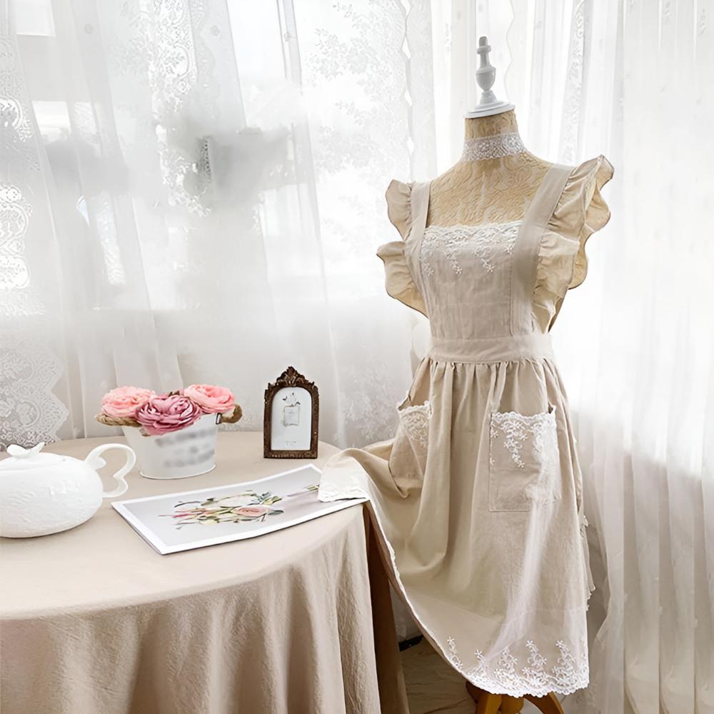 Blush Belle Ruffle Apron Beige