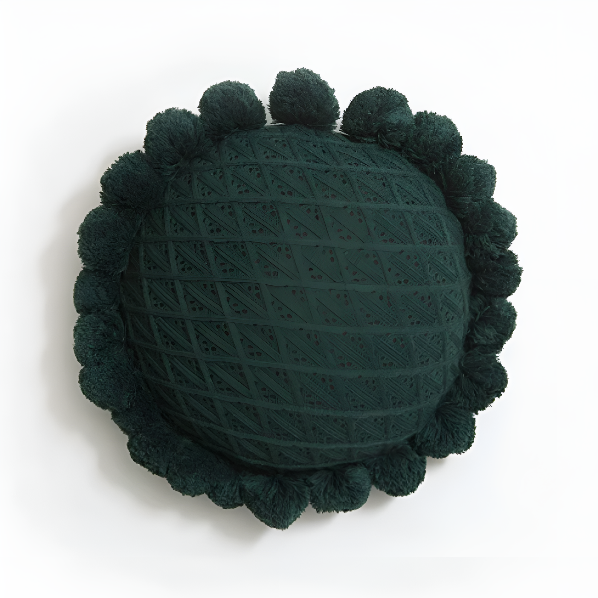 Chic Sunflower Pom-Pom Cushion Green