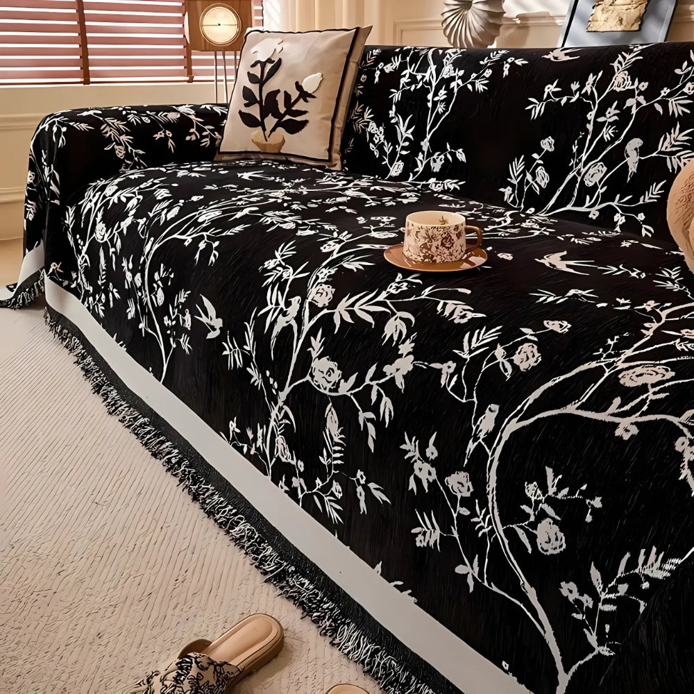 Ormel Elegant Chenille Sofa Cover Night Black