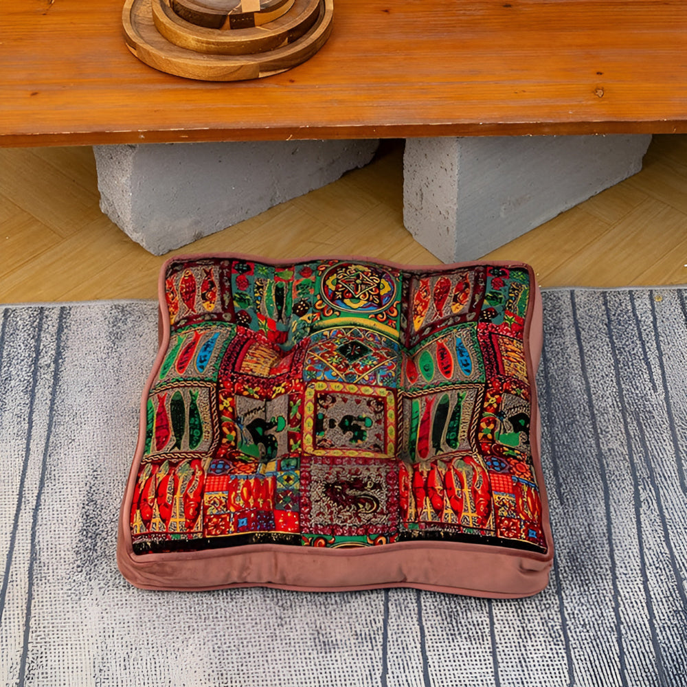Moroccan Inspired Tie-Strap Cushion Brick