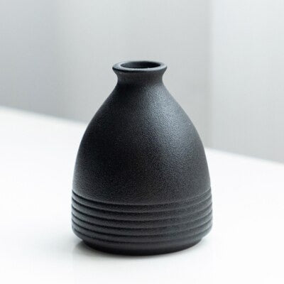MidNight Black Textured Ceramic Vases Penta