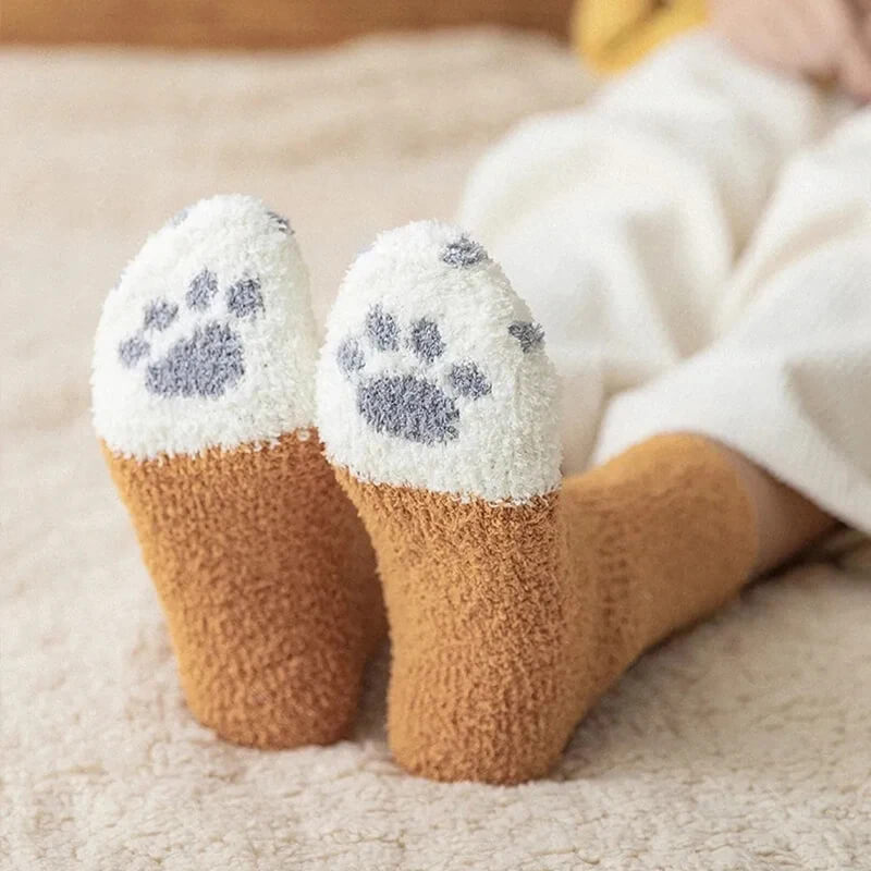 The Cat Paw Socks Yellow White One Size (Women)