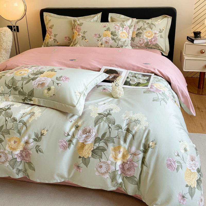 Cotton Floral Bedding Set (4PCS) Peony Blush