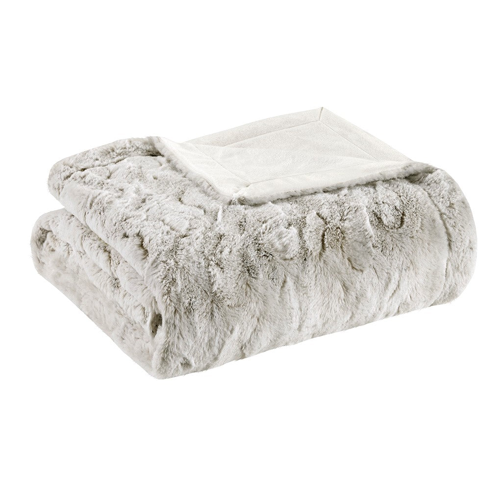 Zuri Oversized Faux Fur Throw 60x70" Snow Leopard