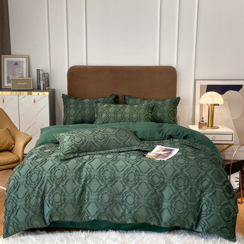 Vintage Tufted Bedding Set - 4PCS Green