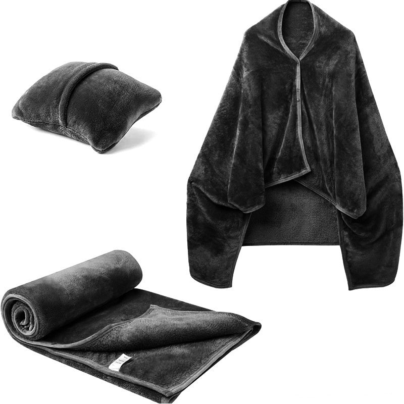 Soft Wearable Fleece Blanket Hoodie Black One Size (Women)