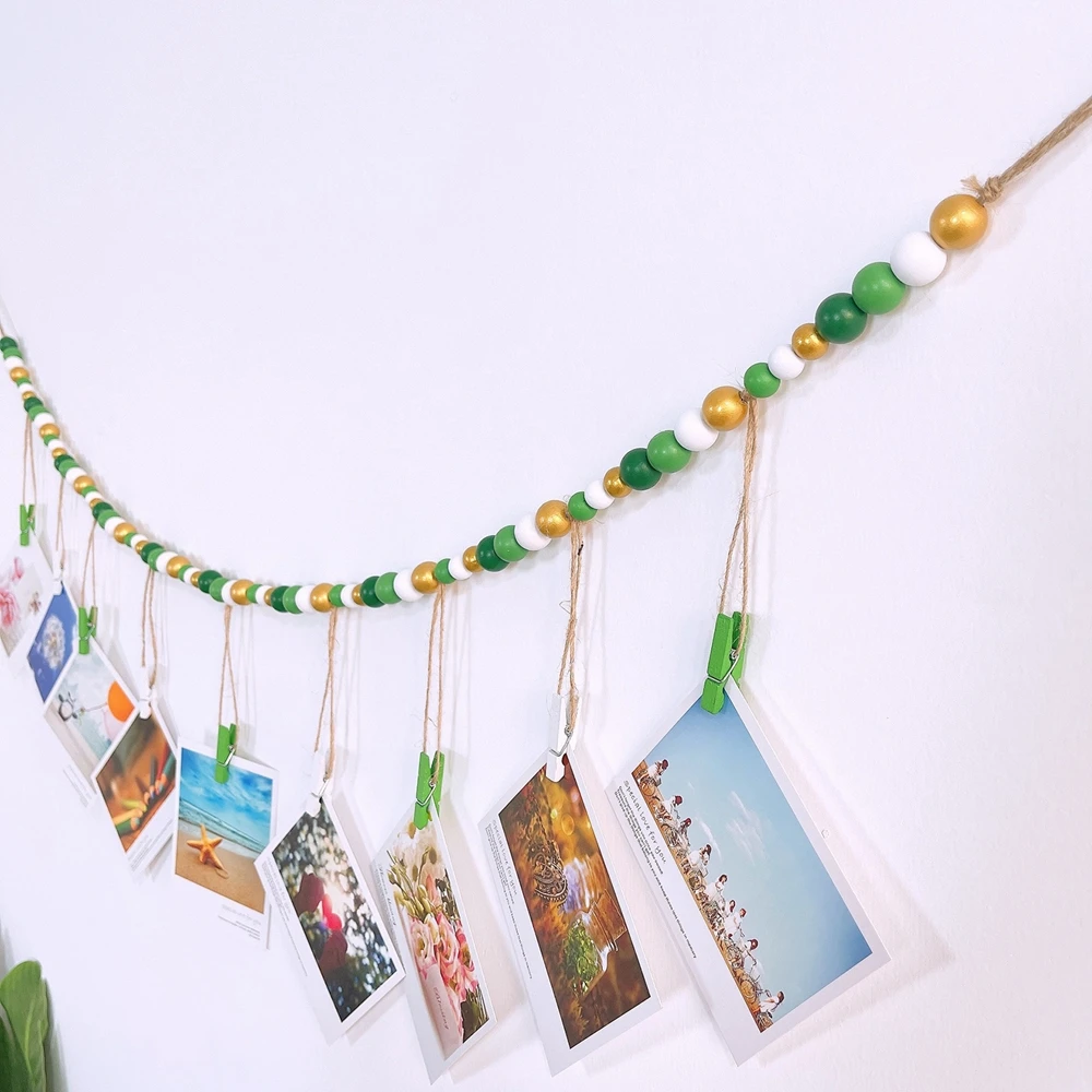 Wooden Beads Wall Hanging Photo Display