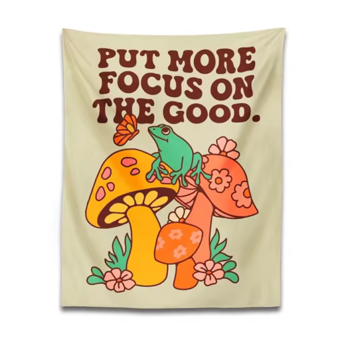 Retro Frog And Mushroom Tapestry