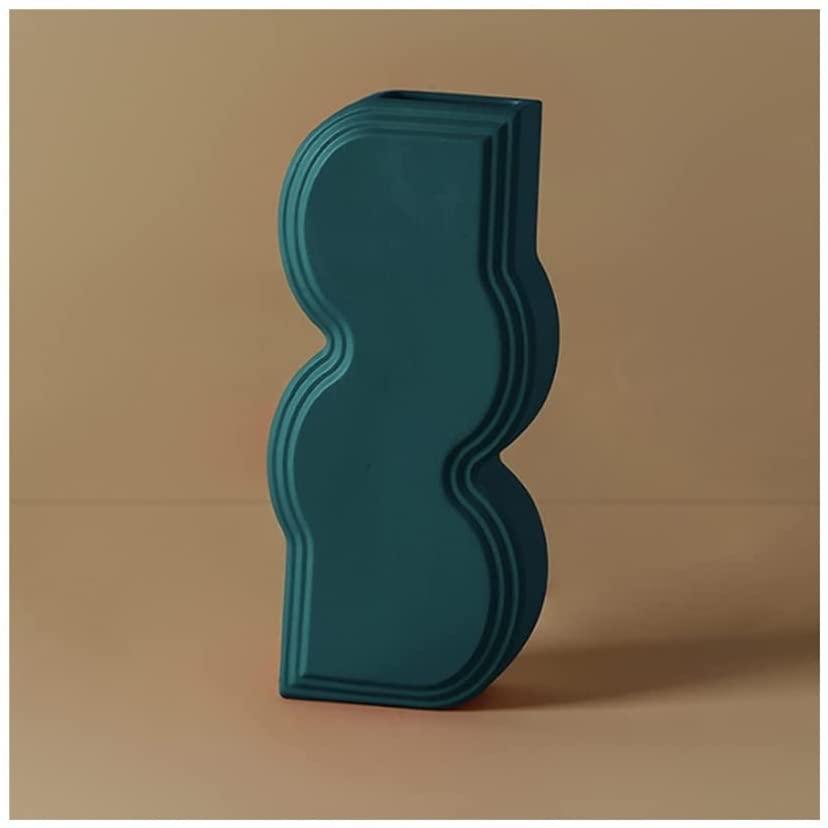 Dune Ceramic Accent Vase Wavy Tower Teal