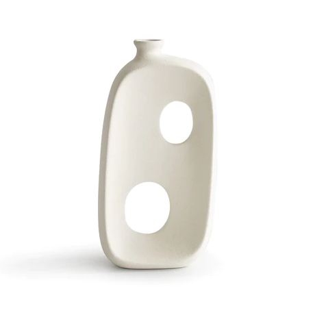 Abstract Ceramic Hollow Vase B White