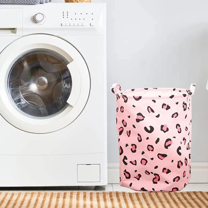 Pink Leopard Laundry Basket