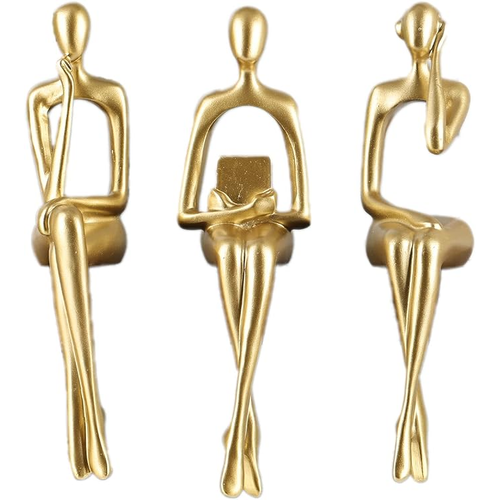 Book Reading Statues Gold