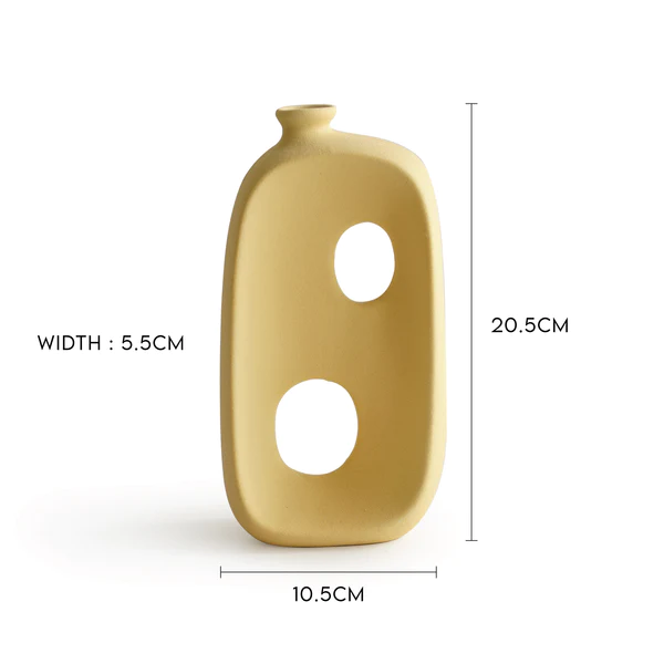 Abstract Ceramic Hollow Vase B Yellow